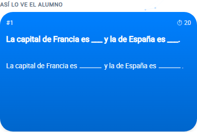 Vista previa real del movil del alumnado: pregunta de tipo Rellenar huecos en AulaOk