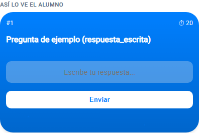 Vista previa real del movil del alumnado: pregunta de tipo Respuesta escrita en AulaOk