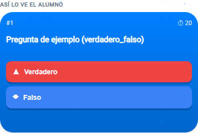 Pregunta de verdadero o falso tal como la ve el alumno en AulaOk